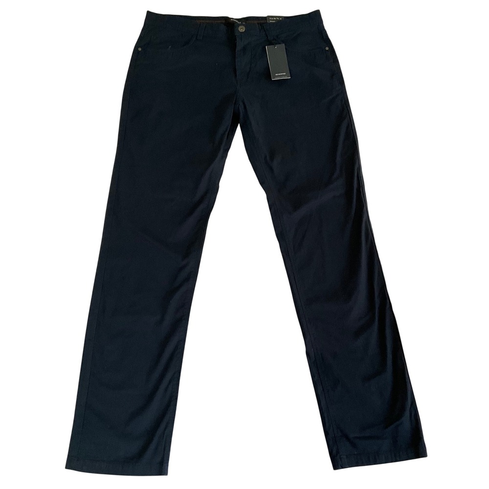 Reserved Chino Pants Mens 34 Navy Blue Slim Fit Stretch Cotton NWT